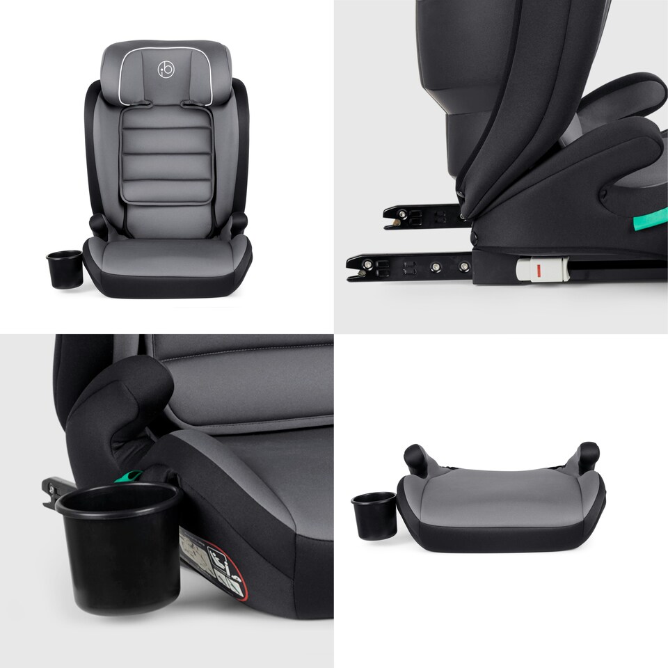 image 1 of Oracle i-Size ISOFIX Booster Seat for Car, 100-150cm (Group 2/3, Approx. 4-12 Years), Convertible High Back to Backless, Enhanced Safety & Comfort (Dark Grey)
