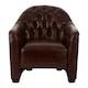 image 1 of Classic Armchair with Buttoned Back,Leather Upholstered Chair, Luxe Accent Chair With Black Walnut Orb Feet Brown