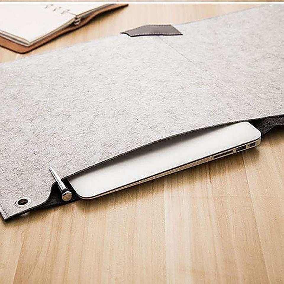image 1 of Accuratus Felt Full Desk Mouse Pad with Pen & Paper Compartment - Yellow and Grey