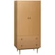 image 1 of HOMCOM 2 Door Wardrobe with 2 Drawers, Hanging Rail, Anti-tipping Design for Bedroom Clothes Storage Organiser, Natural Wood Colour
