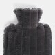 image 3 of OHS 2L Hot Water Bottle & Soft Plush Faux Fur Ribbed Cover - Charcoal