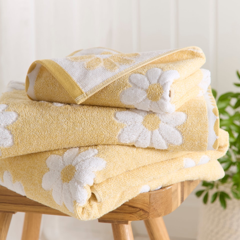 image 1 of D & D Daisy Floral Bath Sheet Ochre