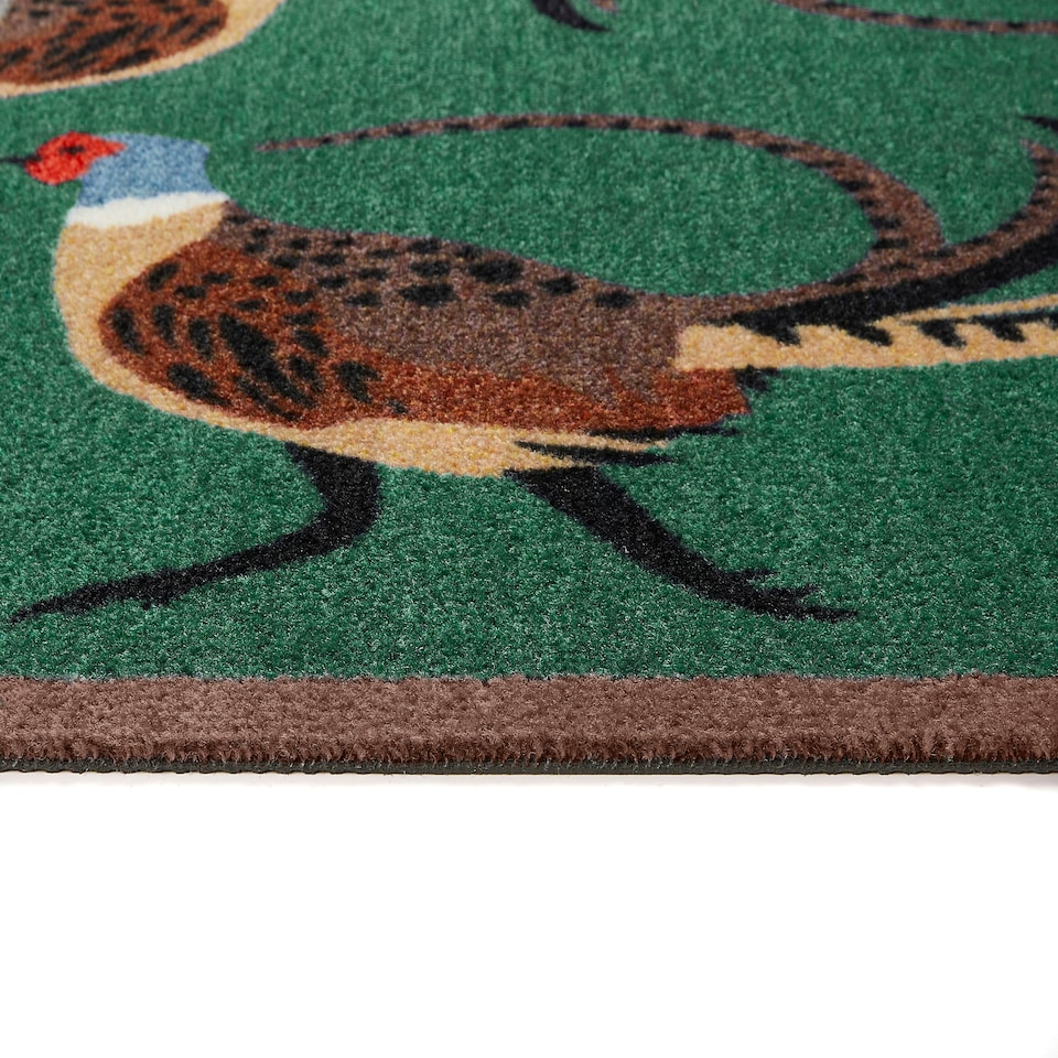 image 1 of My Mat Nylon Indoor Pattern Pheasant Green Door Mat Runner 50x150