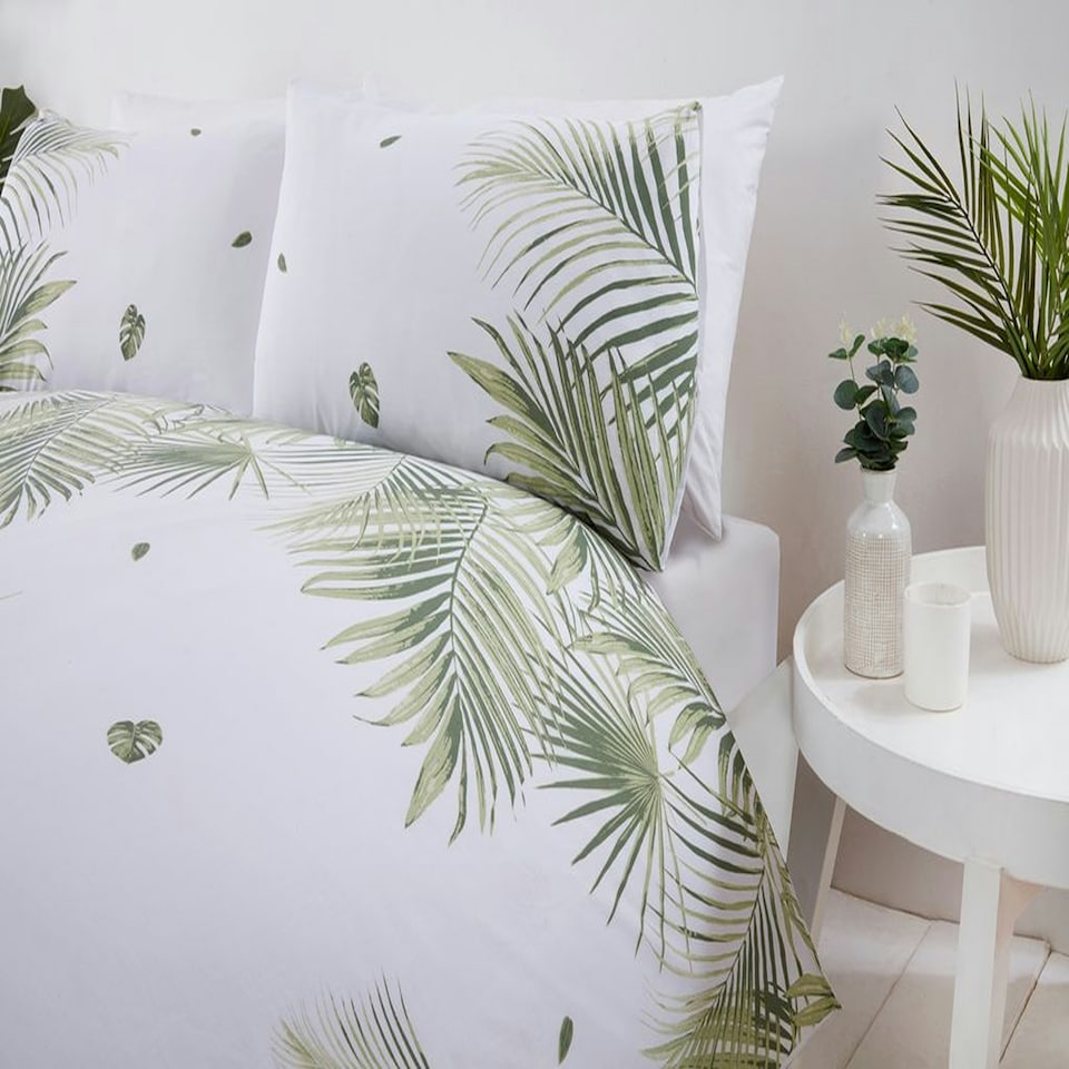 image 1 of PH Tropics Polycotton Duvet Cover Set With Pillowcase Green | Double