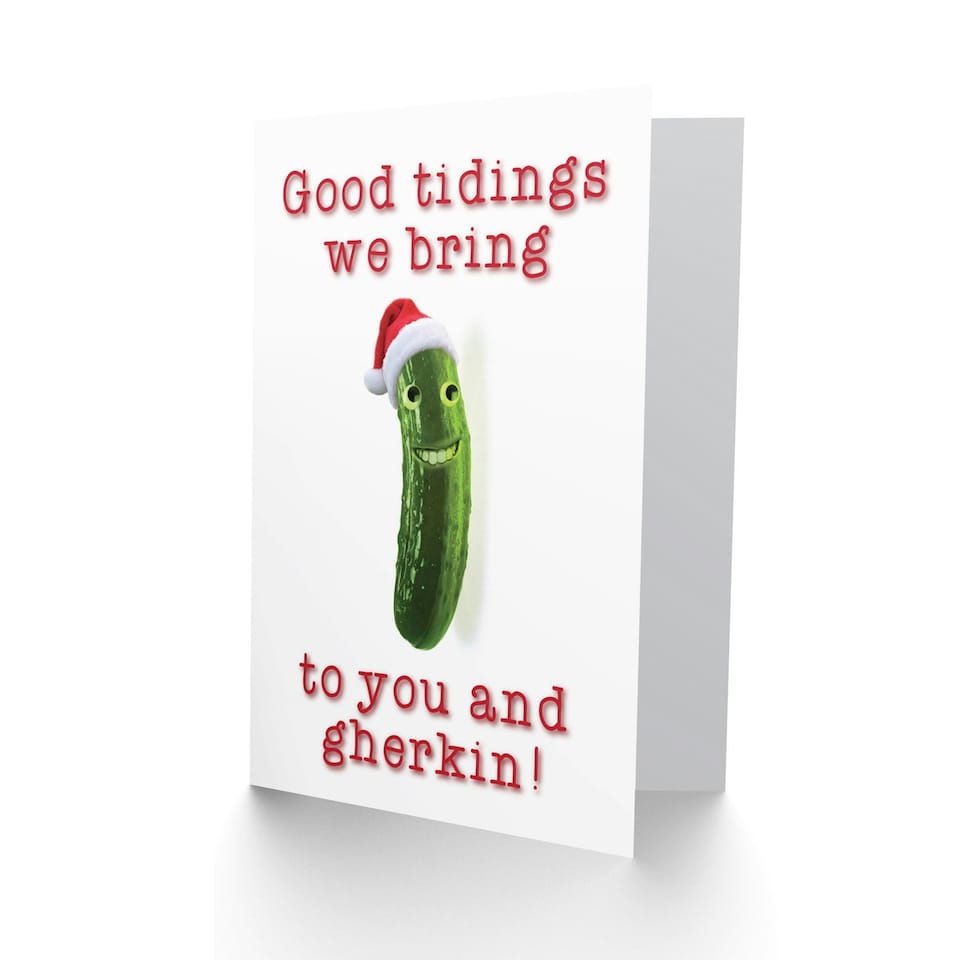 image 1 of Xmas Merry Gherkin Tidings Present Christmas Card