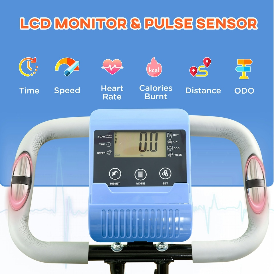 image 1 of HOMCOM 2-In-1 Folding Exercise Bike with 8-Level Magnetic Resistance Blue