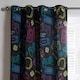 image 4 of OHS Kids Gaming Print Blackout Lined Eyelet Curtains, 46x72" - Black