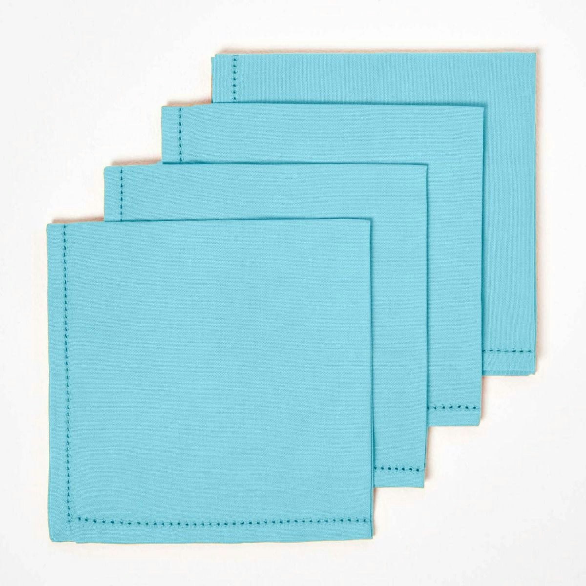 Homescapes Cotton Fabric 4 Napkins Set in Blue