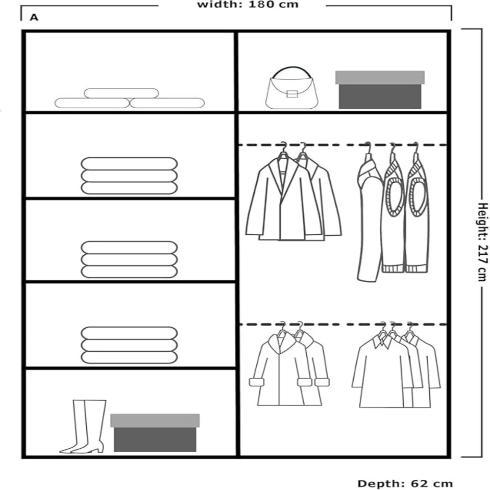 image 1 of Modern Wavy Sliding Mirror Wardrobe 120/150/180/203cm White/Black/Grey/Oak Brown | 180cm