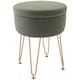 image 1 of HOMCOM 5L Velvet Storage Ottoman, Modern Round Footstool with Metal Hairpin Legs and Removable Lid, Dressing Table Stool Side Table for Hallway, Bedroom, Living Room, 33 x 33 x 43 cm, Green