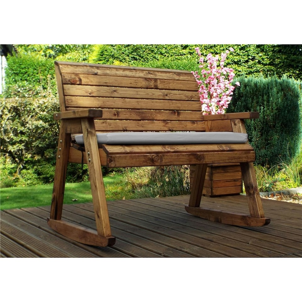 image 1 of Deluxe Rocker Bench With 1 x Bench Cushion Grey, 1 x Scatter Cushion Grey, 1 x Standard Cover