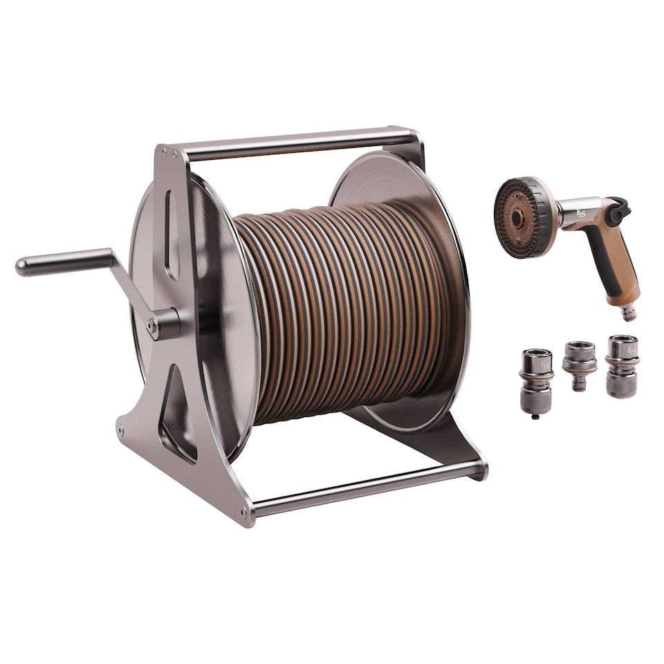 image 1 of Kent & Stowe Metal Hose Reel Set 30m