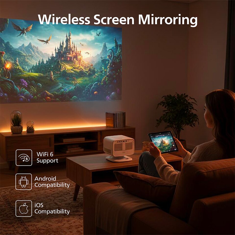 image 1 of Philips NeoPix 444 Projector White- 100", 500 ANSI lumens, LED, 360 degree rotating stand