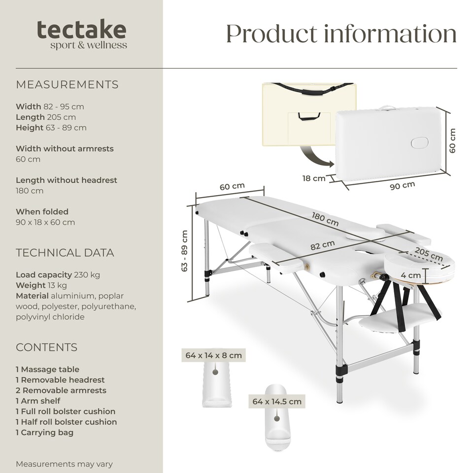 image 1 of Massage Table Set Massage Bench Massage Table 2 Zone Massage Bed Cosmetic Lounger Bag Bolsters Head And Armrests | White | white | 1