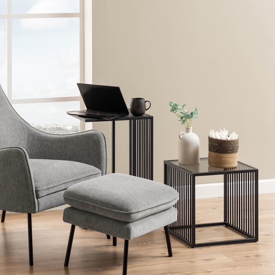 image 1 of Strington Side Table in Black with Glass Top