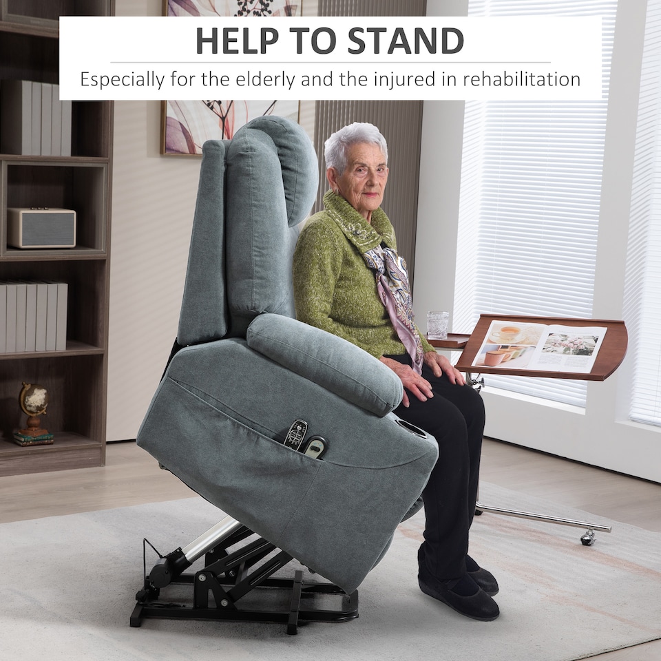 image 1 of HOMCOM Power Lift Recliner Chair with Vibration Massage and Heat, Grey