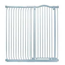 Safetots Extra Tall Curved Top Safety Gate, 134cm - 143cm, Matt Grey, Extra Tall 100cm in Height, Pressure Fit Stair Gate, Baby Gate for Doors Hallways and Spaces, Safety Barrier, Easy Installation