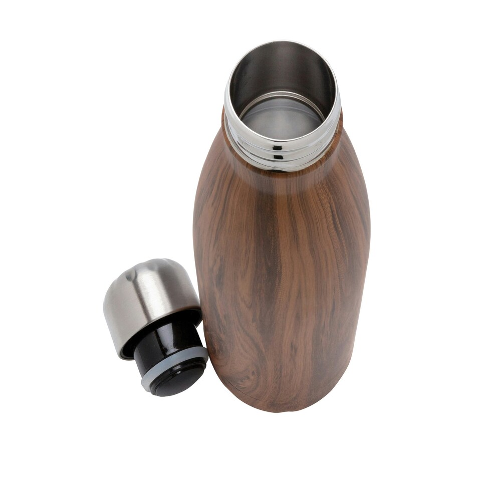 image 1 of XD Collection Wood Effect Stainless Steel 500ml Bottle - Brown - One Size Brown | One Size
