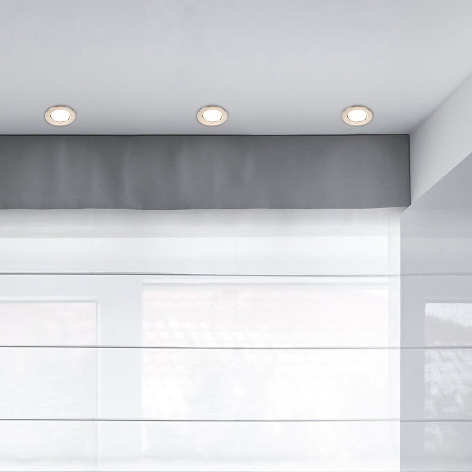 image 1 of ValueLights Downlight Fire Rated Brushed Chrome Ceiling Light Fitting Single Pack