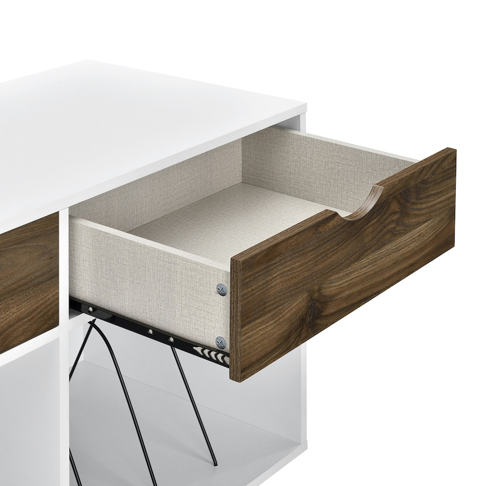 image 1 of Concord Turntable Stand with 2 Drawers White / Oak Look | White | White