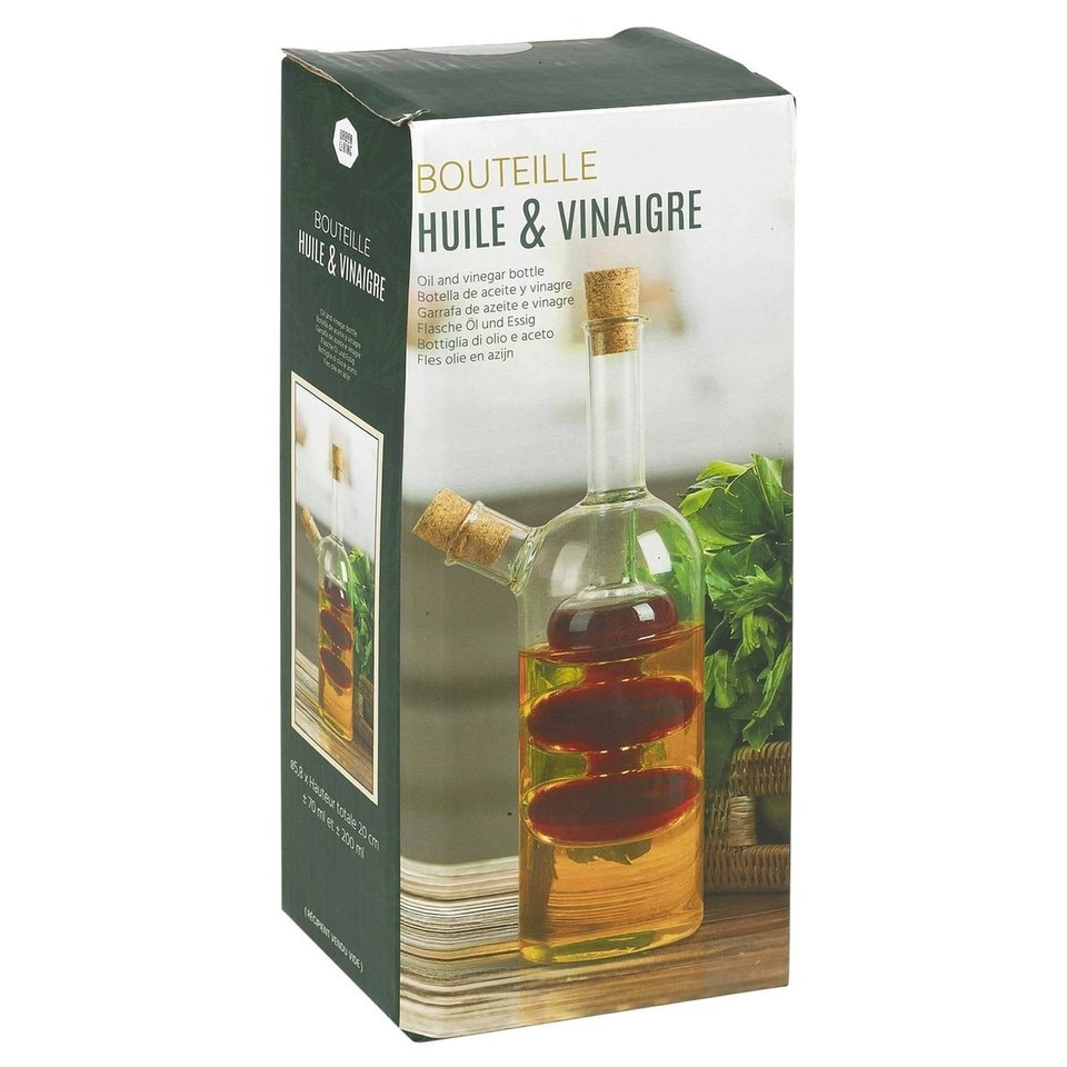 image 1 of 2 In 1 Glass Olive Oil And Vinegar Cruet Dispenser Bottle Dual Chamber