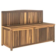 Outsunny Wood Storage Bench for Patio, Outdoor Garden Seating, Brown