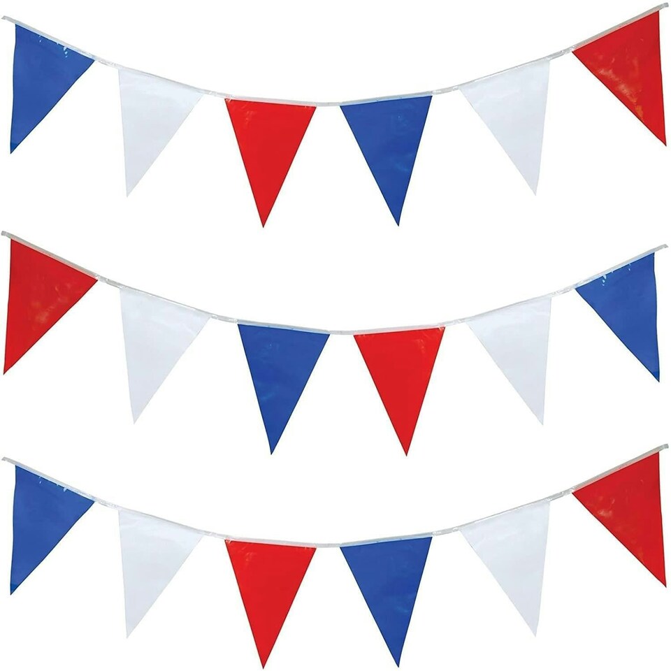 image 1 of Red Blue White Bunting 40m - 80 Flags Pennant Multi