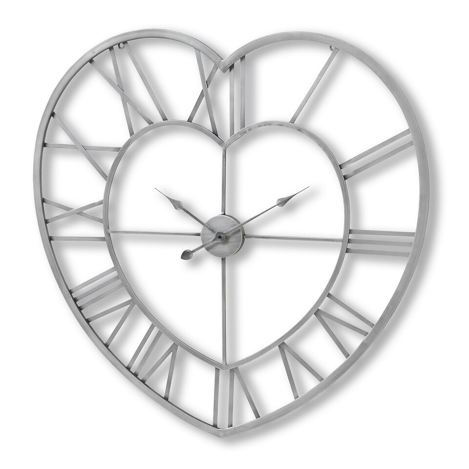 image 1 of Hill Interiors Metal Frame Heart Clock - Silver - One Size