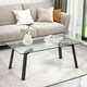 image 2 of COSTWAY Tempered Glass Coffee Table Rectangular Cocktail Table Black