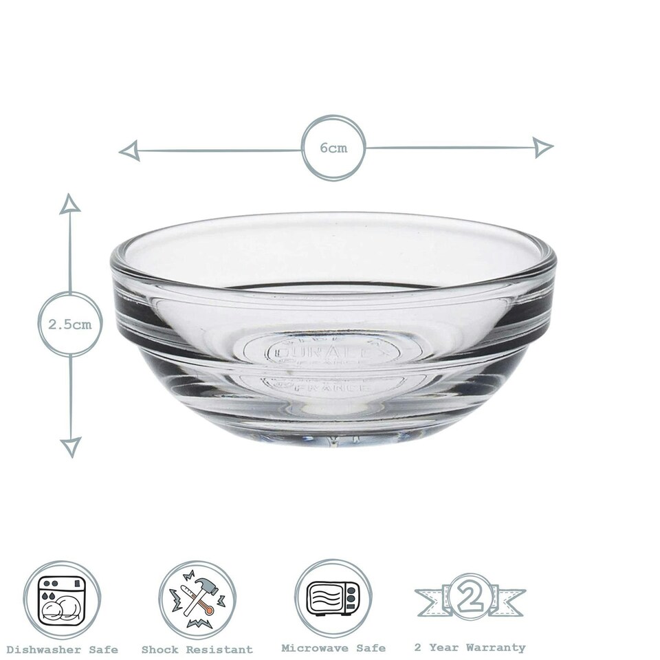 image 1 of Duralex Lys Stacking Glass Cooking / Ingredients / Food Bowl - 6cm Clear