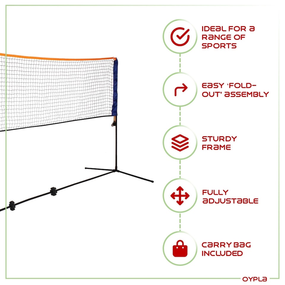 image 1 of Small 3m Adjustable Foldable Badminton Tennis Volleyball Net