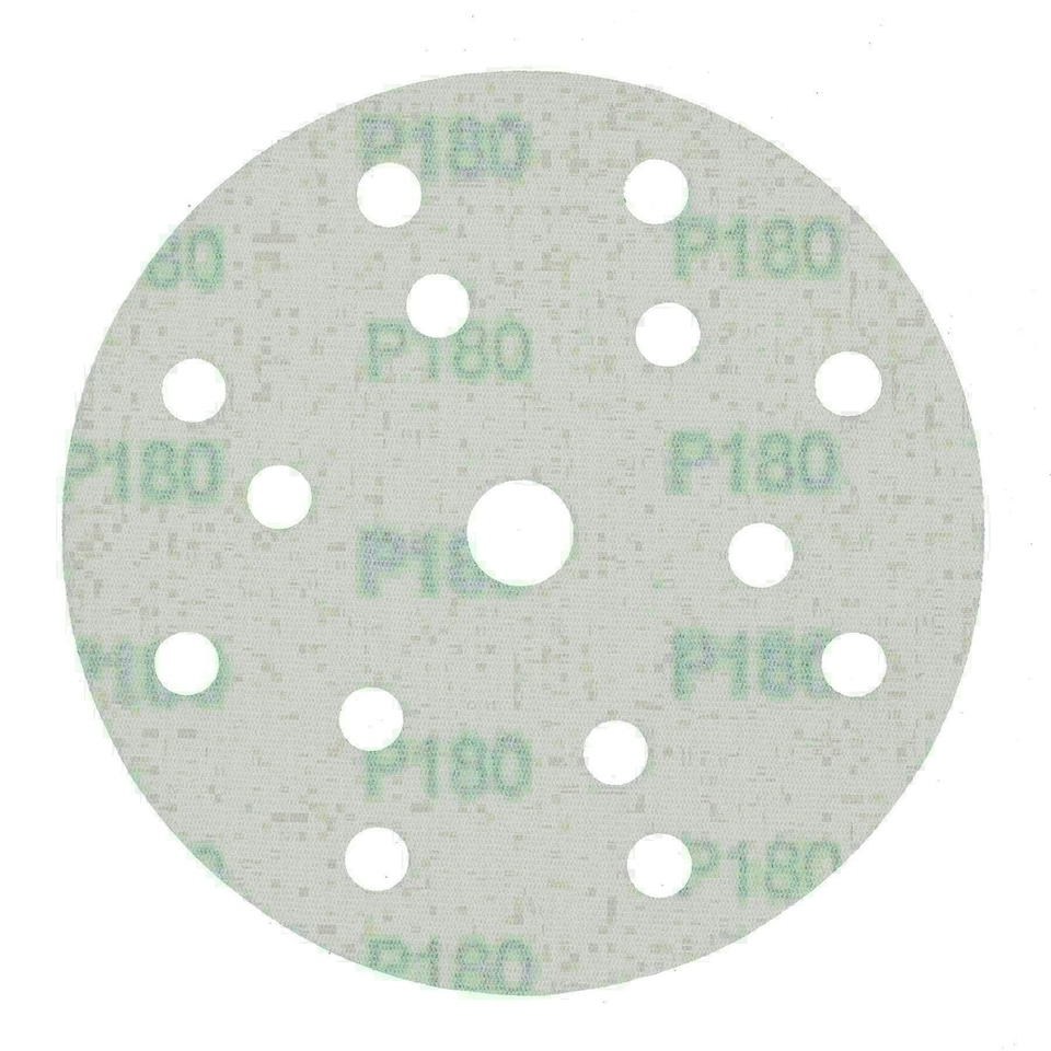 image 1 of 150mm Sanding Discs Aluminium Oxide Abrasive 180 Grit 15 Hole Hook + Loop 200pc