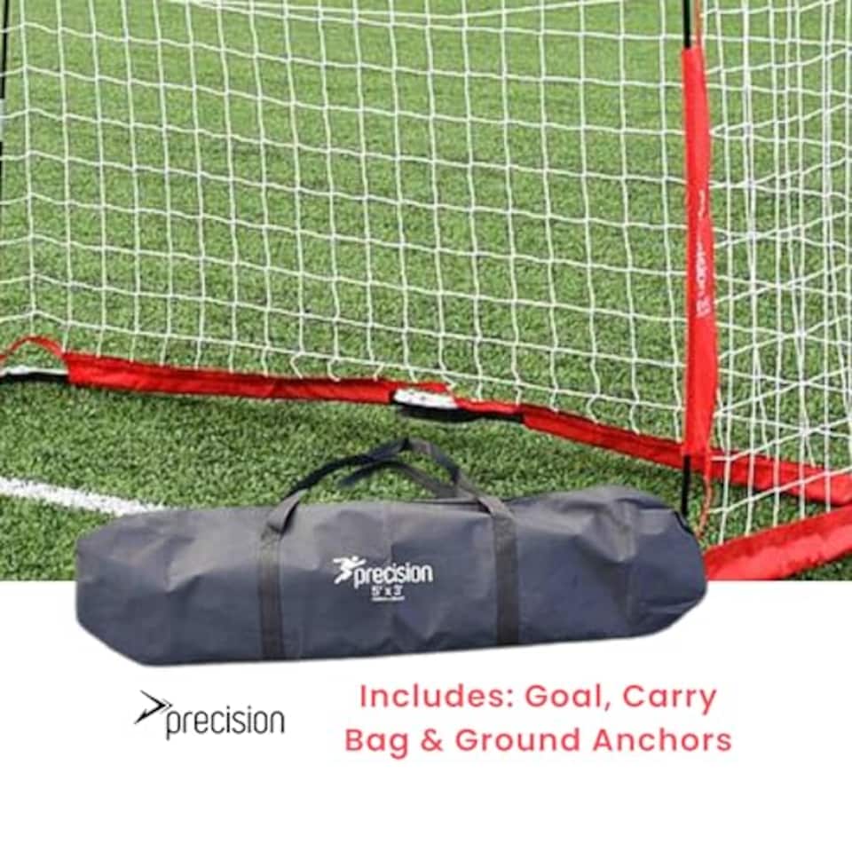 image 1 of Precision Flexi Net Goal, Heavy Duty Portable Football Goals, Fast And Easy Setup, Pro Training Design Durable Frame, Carry Bag, 8Ft X 6Ft, Red