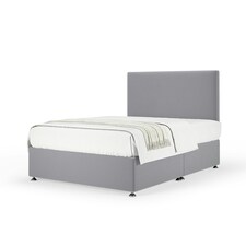 Memory Maestro Memory Foam Silver Plush Velvet Divan Set And Valencia Headboard King Size