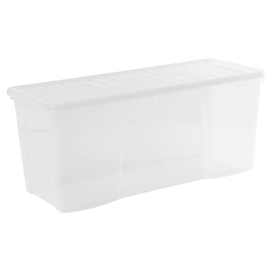 image 1 of Wham Crystal 2 x 133L Stackable Plastic Storage Boxes with Lids Clear Clear