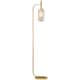 image 1 of HOMCOM Floor Lamp for Living Room with Glass Lampshade, Modern Standing Lamp with Foot Switch for Bedroom, Bulb not Included, Gold Tone