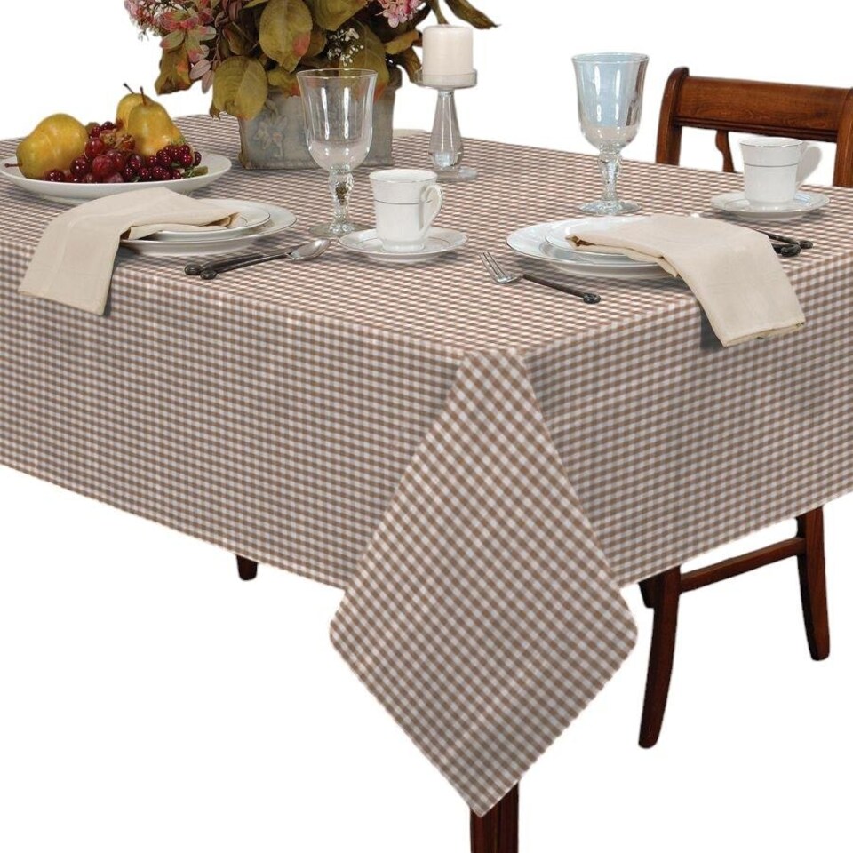 image 1 of Gingham Tablecloth - Beige - 152x152cm Cream