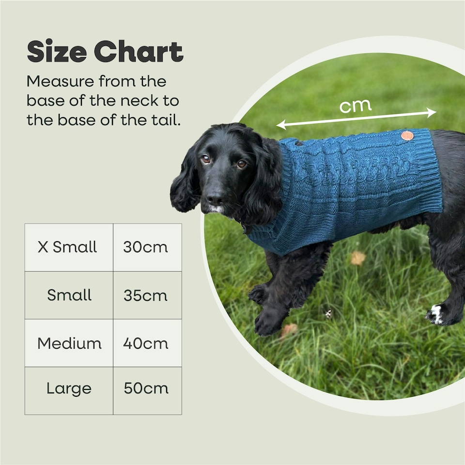 image 1 of HugglePets Legacy Cable Knit Dog Jumper | Blue | S