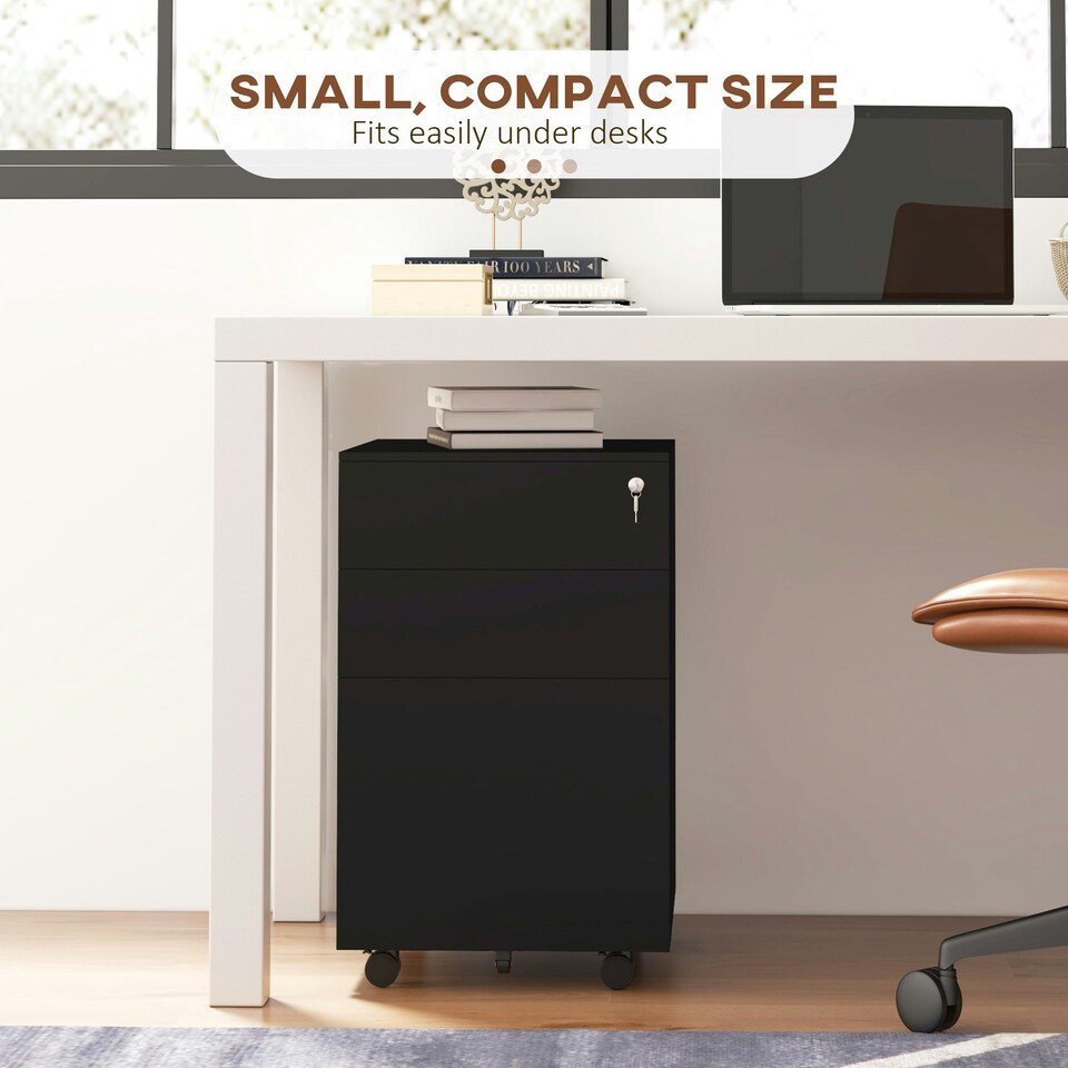 image 1 of Vinsetto File Cabinet with Lock Hanging Bar for Letter A4 Legal Size Black