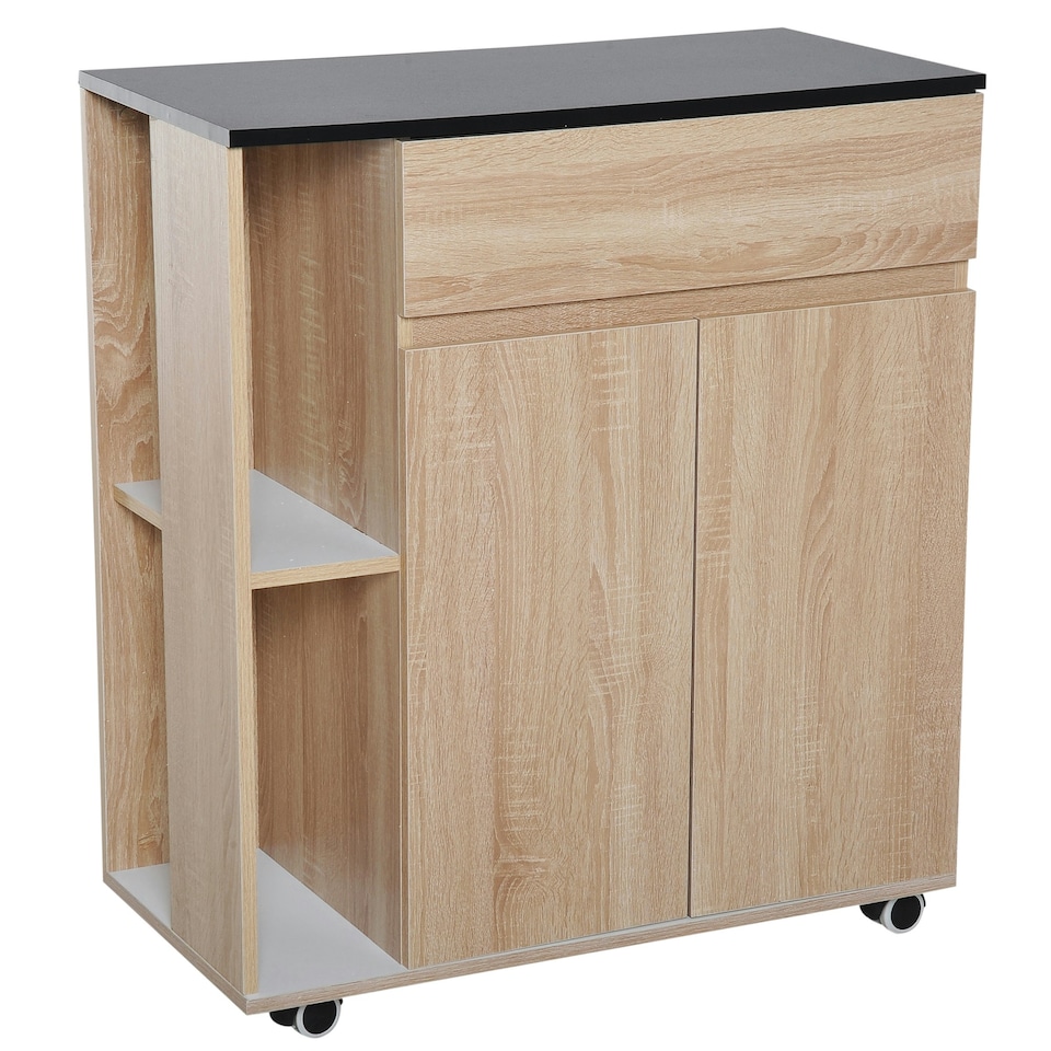 image 1 of HOMCOM Kitchen Storage Trolley Cart Cupboard Rolling Island Shelves Locking