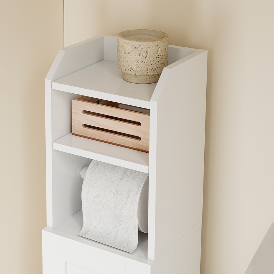 image 1 of SoBuy FRG177-II-W Bathroom Storage Cabinet with 3 Adjustabel Shelves