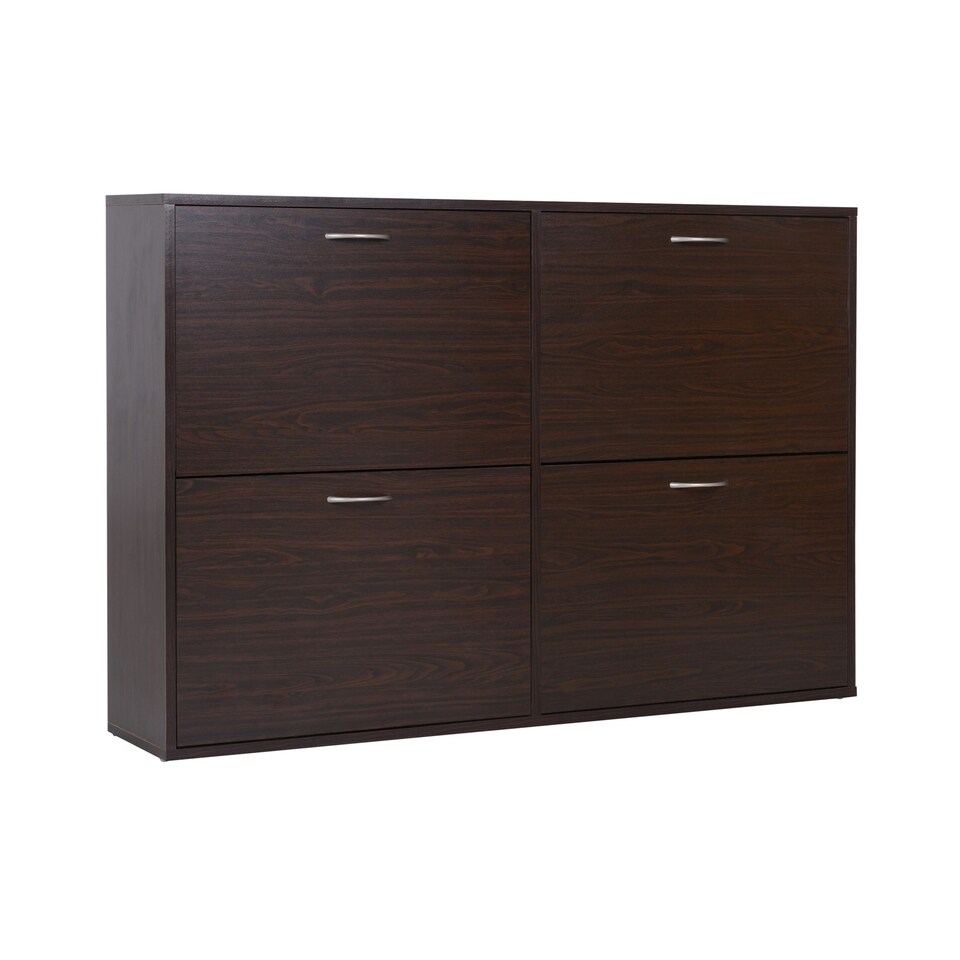 image 1 of HOMCOM Wooden Shoes Cabinet Multi Flip Down Shelf Drawer Dark Brown