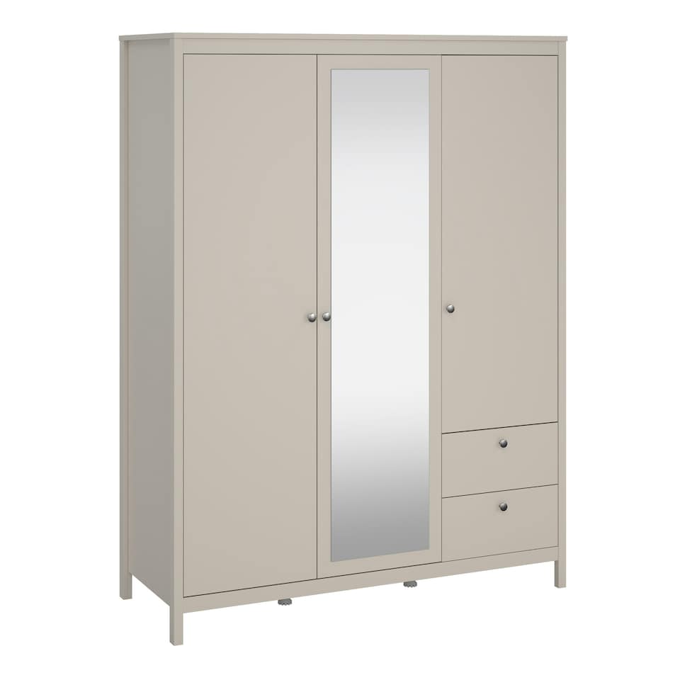 image 1 of Barcelona Wardrobe with 2 Doors + 1 Mirror Door + 2 Drawers in Cashmere Cream