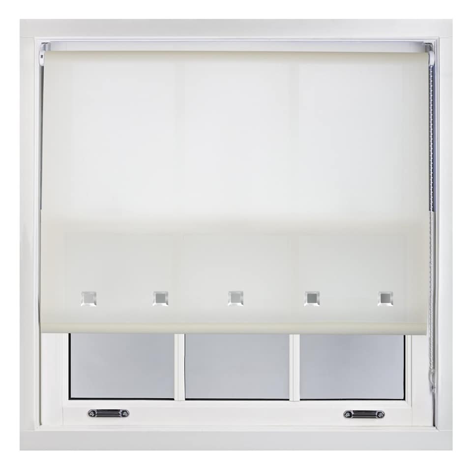 image 1 of FURNISHED Daylight Roller Blind Made to Measure with Chome Round Eyelets | Cream | Cream | (W) 180cm x (L) 165cm