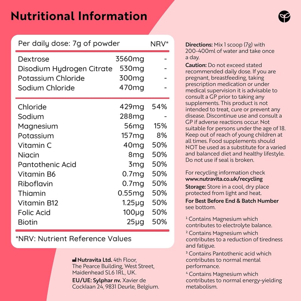 image 1 of Hydravive Rehydration Electrolytes Powder - Watermelon - High Strength Vitamin C & All 8 B Vitamins: B1, B3, B5, B12 - Electrolyte Drinks - 250g