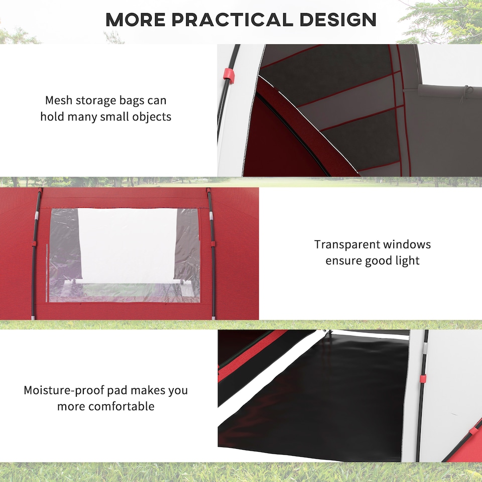 image 1 of Outsunny 4 Person Camping Tent Dome Family Travel Group Hiking Room Fishing