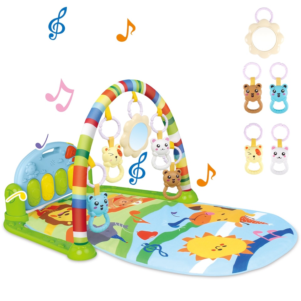 image 1 of 4-in-1 Baby Mat Kick and Piano Gym Music and Soft Light Detachable Activity Play Mat
