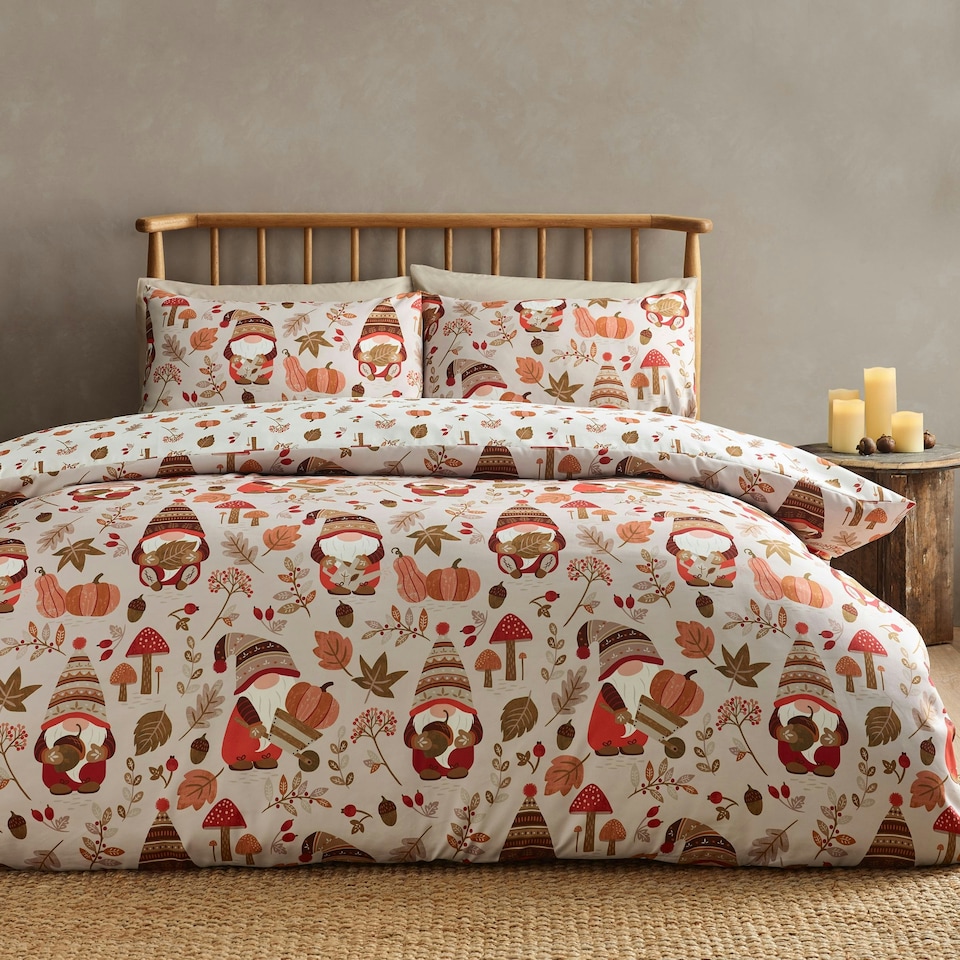 image 1 of Catherine Lansfield Woodland Gonks So Soft Reversible Duvet Cover Set Natural | Cream | Natural | King