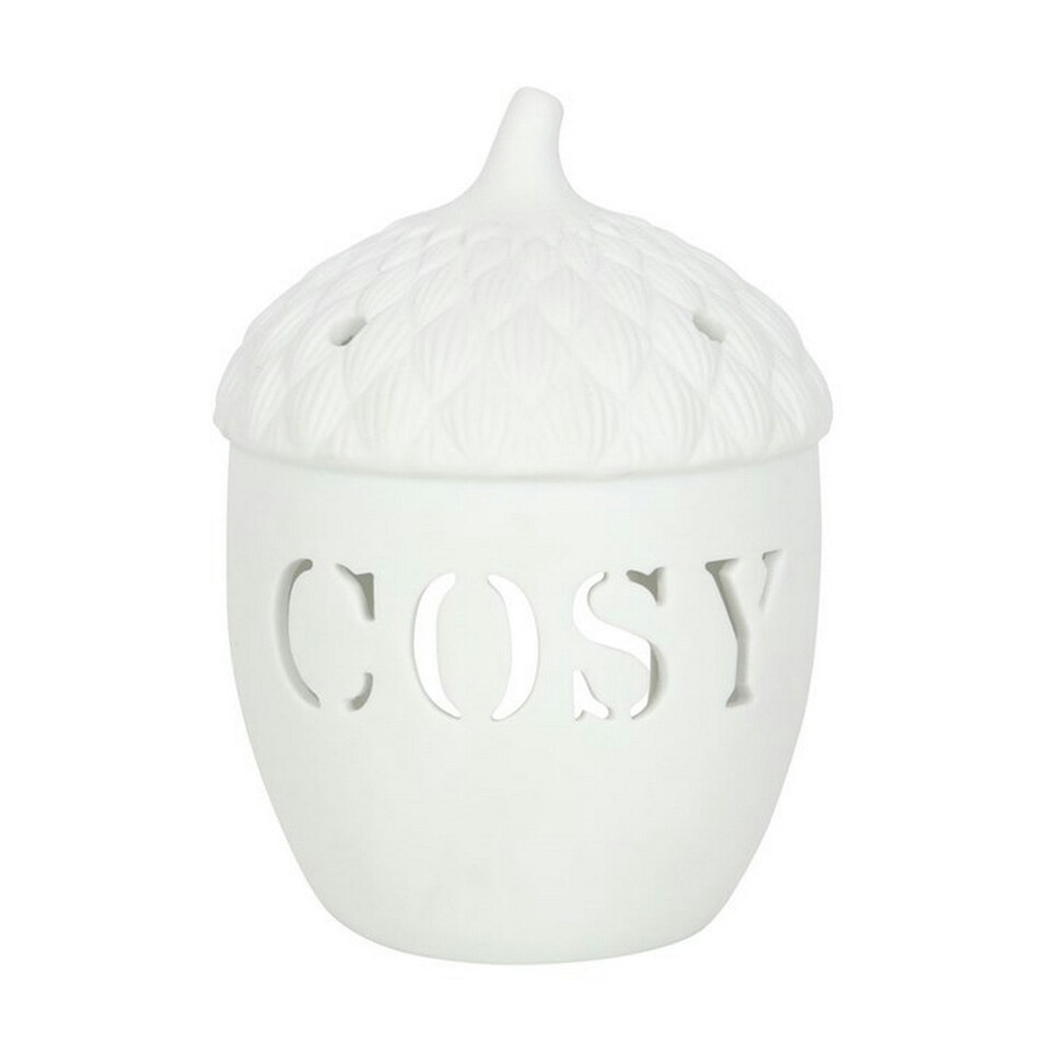 Something Different Cosy Ceramic Acorn Tealight Holder - White - One Size