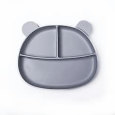 Callowesse Silicone Divided Baby Suction Plate | BPA-Free | Dishwasher Safe | Microwave Safe Grey
